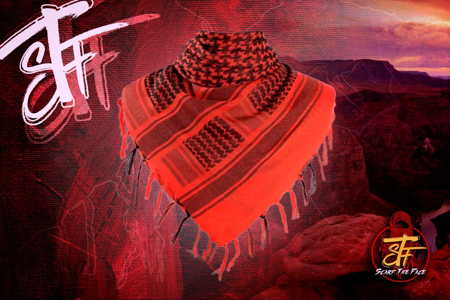 Shemagh: Orange & Black